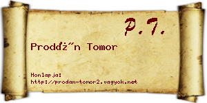 Prodán Tomor névjegykártya